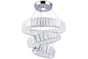 diisunbihuo LED Crystal Chandeliers Rings Pendant Light Height Adjustable Ceiling Lamp for Bedroom Dinning Room (234 Cool White)
