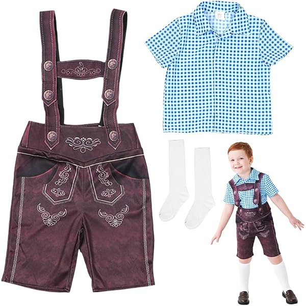 Oktoberfest Kinder Kostüm 2-teilig - Trachtenhemd & Lederhose Set Für Jungen