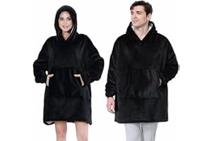 WODENY Hoodie Blanket Ultra Soft Warm Cosy Oversized Sherpa Pullover Wearable Hoodie Sweatshirt Blanket with Big Pocket One Size Fit All Women, Men, Girls, Boys, Friends, Adults, Teens | Unisex
