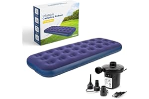 Munnie Single Airbed | Waterproof Inflatable Bed Single Air Bed Inflatable Mattress | Inflatable Bed Air Mattress Single with AC Pump for Travel, Camping, and Outdoor Activities (Single + AC Pump)