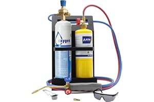 RTMMFG Oxygen MAPP Torch Kit, Tank Support, Glasses and Flint Spark Lighter(Gas Cylinders Not Included)