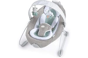 Ingenuity, Pemberton, automatische Babywippe Babyschaukel mit zwei Stufen, Sicherheitsgurt, luftdurchlässigem Material und 2 Plüschtieren