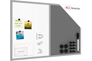 ALLboards Whiteboard and Grey Cork Combo Board in a Grey Wooden Frame 90x60cm