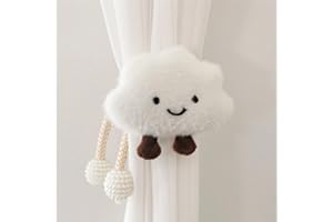 Herfair 2 Stück Vorhänge Raffhalter, Gardinenclips Cartoon Wolken Vorhang-Clips, Wolken Vorhanghalter, Gardinen Haken Ringe Wolken für Kinderzimmer Dekoration (Weiß)
