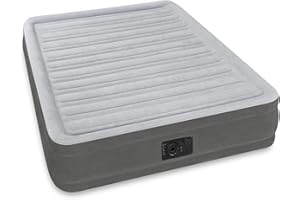 Intex 67768 Materasso Classic Casa Una Piazza e Mezza Dura Beam Tecnologia Fibertech, con Pompa 645, Tinta Unita, Grigio, 137 x 191 x 33cm