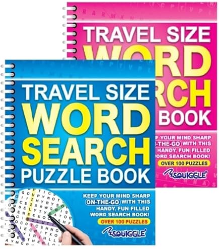 Sixstore - Lot De 2 Livres De Puzzle A5 à Spirales - Format Voyage - Vert Et Rose - Plus De 100 Jeux Chacun