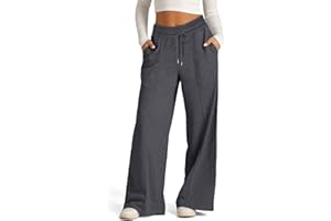 EIRUKON Pantalon Jogging Femme Large Pantalon Sport Baggy Jogging Taille Haute Pantalons Droit Décontracté Pantalons de Training Yoga avec Poches et Taille Élastique