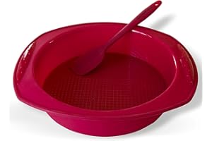 Backhaus Moule à Manqué en Silicone Platine Antiadhésif, Set à Pâtisserie Anti-adhérent - Moule à Gâteau Haut avec Spatule Maryse, La Meilleure alternative au Moule à Charnière - Rouge