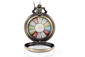 JewelryWe Relojes de Bolsillo para Hombre y Mujer, Relojes de Bolsillo Esqueleto, Relojes de Bolsillo Vintage, Relojes de Bolsillo Multiestilo y Multiestampado, Esferas con Números Romanos/Arábigos