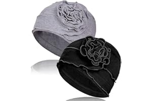 TSKNOMO 2 Stück Chemo-Kopfbedeckung aus Baumwolle, weiche Krebs-Kopfbedeckung, elastische Krebsmütze für Frauen mit Haarausfall