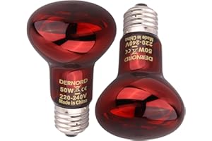 Dernord Bombilla de calor de 50 W, luz de calor roja infrarroja, 2 unidades