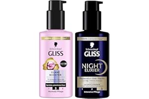 ‎GLISS KUR GLISS Glanz Booster Haarserum (100 ml), Haarpflege für brillanten Glanz, Leave in Haarpflege & Gliss Night Elixier Ultimate Repair (100 ml), Haarserum regeneriert geschädigtes Haar im Schlaf