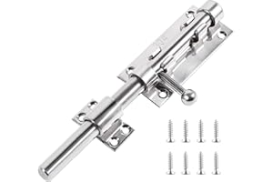 AIYRAA Sliding Latch, 304 Stainless Steel Door Bolt Bolt with 8 Screws, 200mm Long, Garden Gate Lock, Sliding Lock Door Latch Stainless Steel for Home Yard Fence
