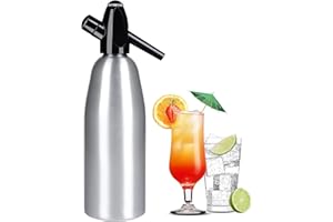 DYJD 1 Litro Di Soda Sifone Bottiglia, Soda Sifone Seltz Cocktail Barista Acciaio Inossidabile, Produzione Di Soda Gassata Acqua Frizzante Per Succhi Di Bevande Cocktail (silver)