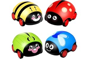 D.A.Y. REPUBLIC 4pk Pull Back Buggies - Ladybird, Dragonfly, Bumble Bee and Grasshopper Toy Bug Cars, Push and Go Educational Toys, Backwards and Forwards Drive, Party Bag Fillers for Girls, Boys and Toddlers