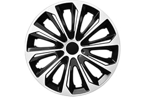 NRM Enjoliveurs universels Duocolor résistants Lot de 4 enjoliveurs. Noir et blanc, 35,6 cm.