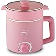 Pigeon by Stovekraft Swift Plus Multi-Cook Kettle 1.5L, with Steamer, Egg Rack - Pink | Black | Double Layered | Food Grade Stainless Steel Inner wall | Glass Lid | Auto Shut-off