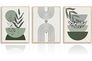 Dazzlewall Affiche Décorative Murale Boho Vert Sauge Affiche Murale Géométrique Abstraite pour Chambre Salon 12x16 in Sans Cadre Lot de 3