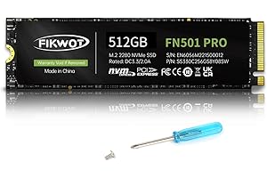 Fikwot FN501 Pro NVMe SSD 512GB M.2 2280 Up to 3500MB/s PCIe Gen3 x4 3D TLC NAND Internal Solid State Drive, SLC Cache Compatible with Laptops & Desktops