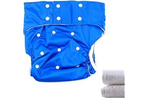 Lukloy – couches ado/adultes en tissu avec 2 inserts pour incontinence– Poche Double Ouverture lavable réglable réutilisable, anti-fuites (bleu foncé)