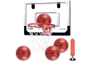 BOPEUY Canestro Basket da Camera, Canestro Basket Esterno da Muro,Mini Canestro Basket Kit con 4 Pallacanestro per Bambini, Pompa, Mini Canestro Basket da Camera, per Regalo per Ragazzo Ragazza 4+Anni