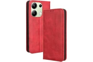WBWONE Funda para Xiaomi Redmi Note 13 4G Funda Libro, Flip Carcasa Magnética con Soporte y Cartera para Tarjetas, Premium PU/TPU Cuero Case Cover Billetera. Rojo