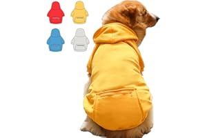 Wiz BBQT Dog Hoodie for Small Medium Large Dogs,Fleece Hoodie for Dogs with Zipper Pocket,Fall Winter Dog Sweatshirts Hoodie for All Sized Dogs(5XL,Yellow)