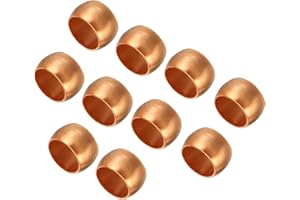 TA-VIGOR 8mm Tube OD Compression Sleeves Ferrules, 10PCS Copper Ferrule Fitting Brass Compression Fittings, Copper Olives Assortment Kit for Oil Water Air Pipe