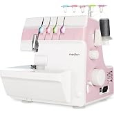 MEDION SO90 Overlock Sewing Machine (Electric, 90 Watts, LED Light, One Step Cut, Numerous Accessories, MD19169) Pink