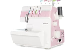 MEDION Surjeteuse SO90 (électrique, 90 watts, lumière LED, coupe en une seule opération, nombreux accessoires, MD19169) rose