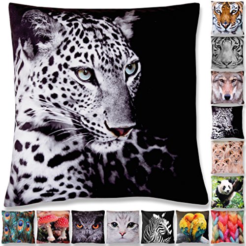 Kissenhülle mit Motiv 40×40 cm Fotodruck Fotoprint, bequemes und kraftvolles Wohnaccessoire mit und ohne Füllkissen und in vielen verschiedenen Designs verfügbar (Leopard / ohne Füllkissen) - 6