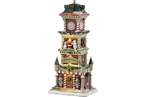 LEMAX Edificio illuminato Torre dell'orologio luci led "The Village Square Clock Tower" H28,8x13,7x11,1 cm