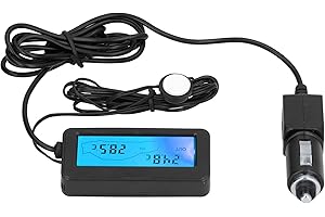 HAPIVIDA Digital Car Thermometer, 12 V Electronic Indoor and Outdoor Thermometer with LCD Display and Backlight for PC, Computer, Aquarium, Truck, Car (Blue)