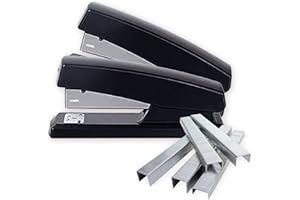 SPOTHOMELY Grapadoras de Oficina con capacidad de 1000 Grapas, Set 2 Unidades, Grapadora Manual Potente con Grapas incluidas, Diseño de Gran Capacidad, Kit Grapadoras Oficina Negras, Grapadora 25 hojas