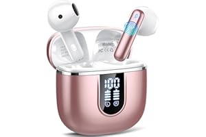 CILLSO Cuffie Bluetooth, Auricolari Bluetooth 5.4 con 4 ENC HD Mics Immersivo, 40Ore Mini Cuffie Wireless Cancellazione Rumorecon, USB-C, IP7 Cuffie Senza Fili per Androide/iOS, Touch Control, Oro Rosa