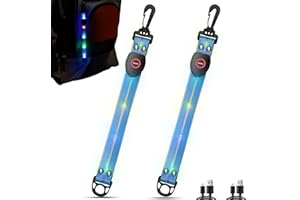 ‎ZLCBBD ZLCBBD LED Blinklicht mit Buntem Licht- USB Aufladbar Kinder Sicherheitslicht, Reflektierende Lichtband Reflektor Anhänger für Schulranzen, Rucksack, Wandern, Laufen, Joggen, 2 Stück