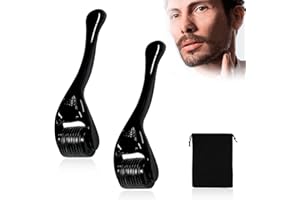 TIANNAIT 2 piezas de microagujas de rodillo de belleza con 1 bolsillo con cordón, rodillo facial para crecimiento de barba para cuidado facial, cuidado de barba, antienvejecimiento, rodillo de cuero