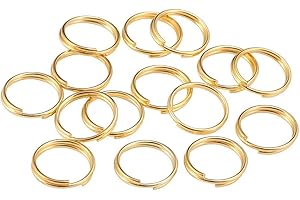 GIVBRO 200pcs Split Rings Round Key Rings for Key Chain Handmade DIY Craft Key Jewelry Accessories Light Gold, 8mm