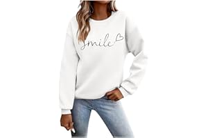 Nuqqichongtian Pullover Damen Sweatshirt Briefe Drucken Langarm Rundhals Pulli Herbst Winter Frauen Buchstaben Druck Locker Casual Oberteil Sport Streetwear Tops