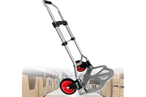 XMTECH - Carretilla Plegable de Aluminio, 80 kg, con asa Ajustable en Altura, con Ruedas, Gran Superficie de Carga Antideslizante