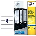 Avery J87-25 Printable, Customisable Lever Arch File Labels, 4 Labels Per A4 Sheet, 100 Labels Per Pack, White, 1