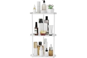 Jesginboo Organiseur de comptoir de Salle de Bain à 3 Niveaux Étagère d'angle Étagère de Rangement pour Cuisine Épices Maquillage, Design Moderne, Blanc