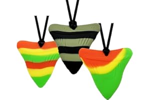 ULVBABI Lot de 3 colliers de dentition à mâcher pour bébé, outils d'allaitement sensoriels doux en forme de dent de requin en silicone pendentif à mâcher pour adulte et petit bébé à porter (dégradés)