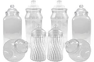 Truly Sweet Candy 8 tarros de plástico vacíos para bufé de caramelos, estilo retro, con tapa transparente