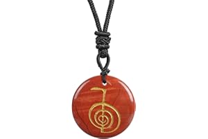 Lovionus89 Collana con ciondolo a forma di moneta fortunata a spirale con simbolo Reiki, per uomini e donne, regolabile, 60-65 cm