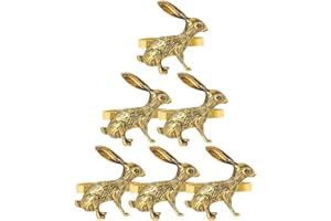 Cabilock 6 Stücke Serviettenschnalle Hase Serviettenring Metall Serviette Schnalle Neujahr Serviettenringe Kaninchen Serviettenhalter Bunny Abendessen Deko für Ostern Tischdeko Gold