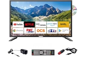 Antarion TV LED 21.5" 54cm Smart Connect Lecteur DVD Intégré Androidtv 14.0 Camping-Car