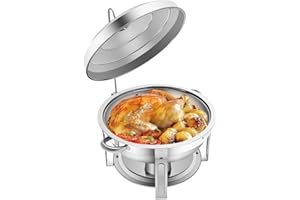 HOARLICN 7.5 Liter Speisenwärmer Suppentopf Wärmebehälter, Edelstahl Warmhaltebehälter Wärmebehälter Set Edelstahl Chafer Chafing Dish Set Rund Wärmebehälter Für Catering, Buffet Und Party