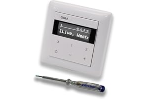 EBROM SET IDEE Gira 021103 Flush-Mounted IP Internet Radio + Bluetooth System 55 Pure White Glossy with Single Frame Gira 021103 Including EBROM Phase Tester for Mounting the Device