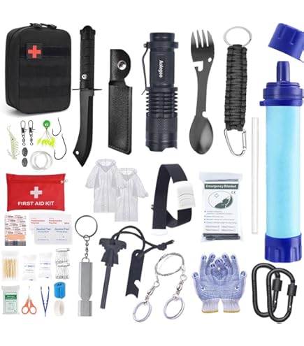 Set Sopravvivenza ZIGefofo - 2 Sacchi A Pelo E 1 Coperta Termica, Con Moschettoni